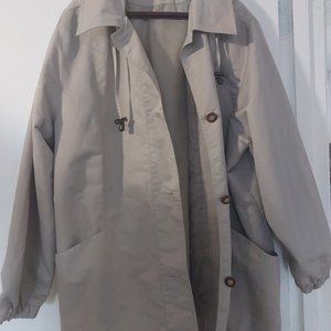 Khaki Trench Coat w Hood 2X Plus Size